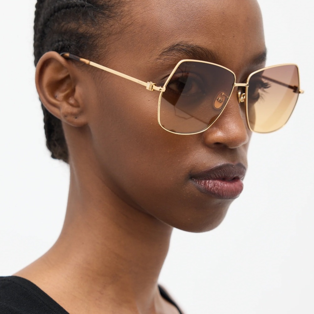 NEW Max Mara 61mm Gold Geometric Sunglasses